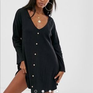 ASOS Mini Button Swing dress in texture